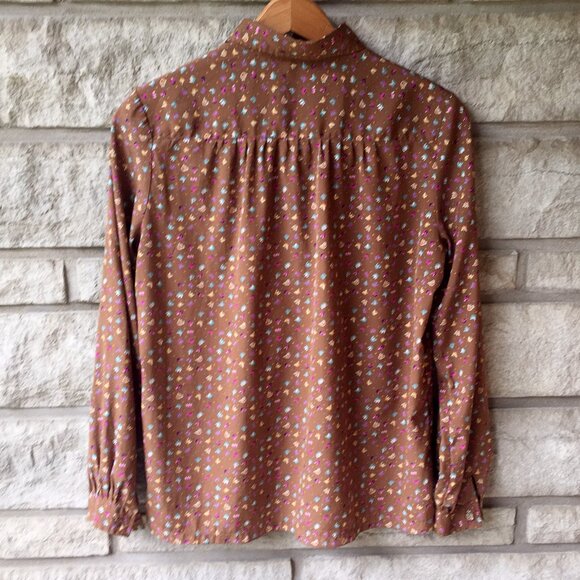 Vintage Chestnut Brown Floral Print Button Down - Picture 4 of 5